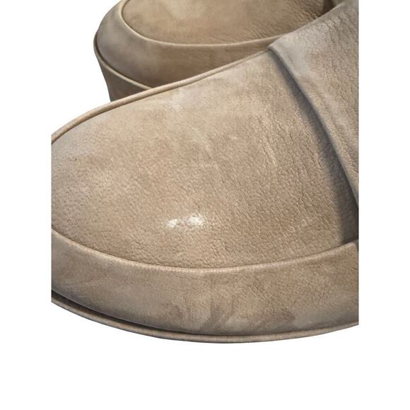 Eileen Fisher Tan Nubuck Platform Loafers Size 6